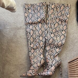 Snakeskin Over-the-Knee Boots